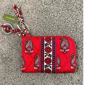 NWT Vera Bradley Zip Card Pouch Flowering Paisley Goji Berry